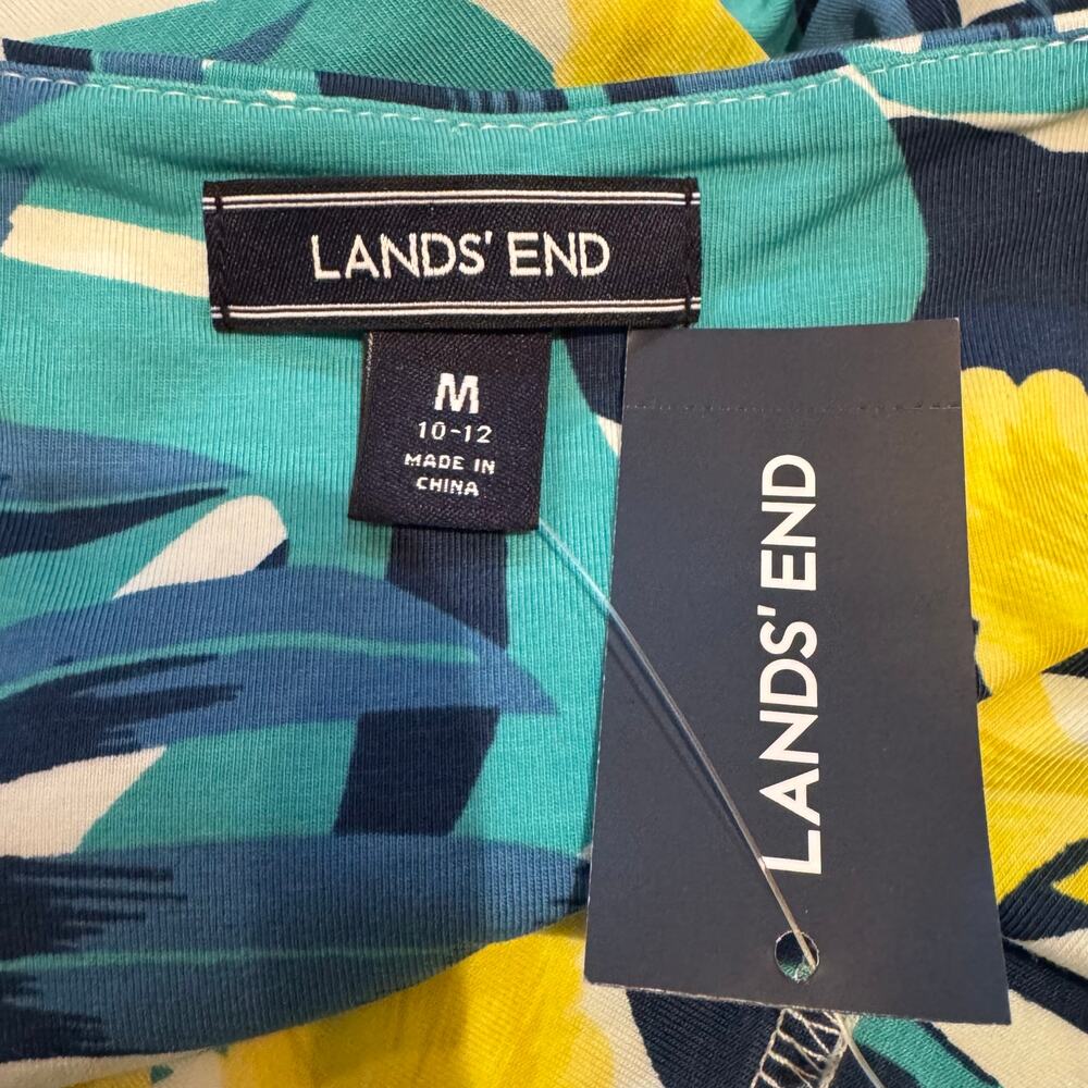 Lands End Tropical Print Sleeveless Fit & Flare Mock Wrap Floral Medium Dress - Picture 7 of 8